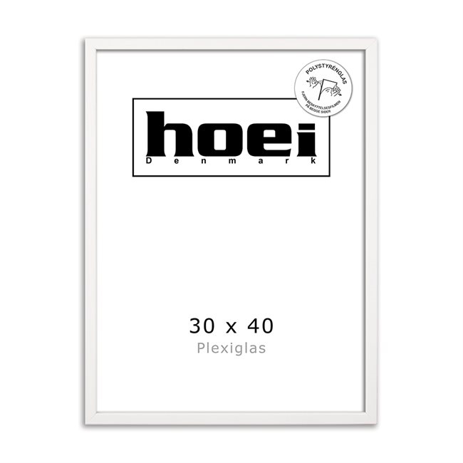 White wooden frame for photos and posters 30 x 40 - PLEXI cm