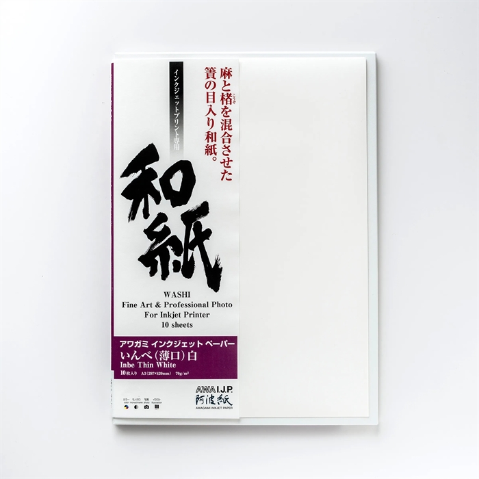 Awagami Inbe Thin White - 70 g/m², A3+ 10 lapų