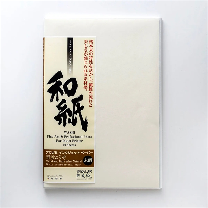 Awagami Murakumo Kozo Select natural - 42 g/m², A3+ 10 lapų