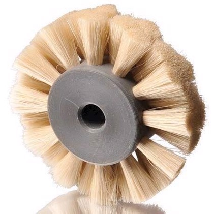 White brush wheel for paper at Komori and Roland