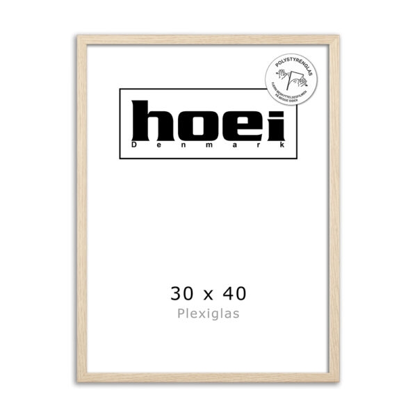 Oak wood frame for photos and posters 30 x 40-PLEXI cm