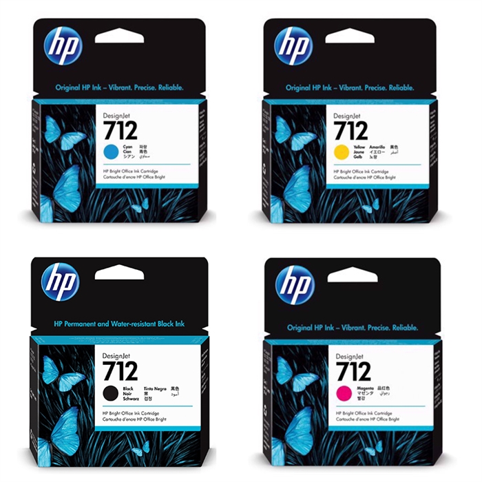 Visas HP 712 rašalo kasečių komplektas HP Designjet spausdintuvui