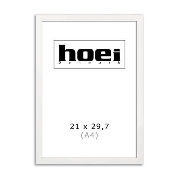White wooden frame for photos and posters is 21 x 29.7 cm (A4)