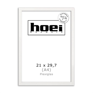 White wooden frame for photos and posters is 21 x 29.7 PLEXI cm (A4)