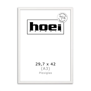 White wood frame for photos and posters 29.7 x 42 PLEXI cm (A3)