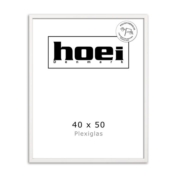 White wood frame for photos and posters 40 x 50 - PLEXI cm