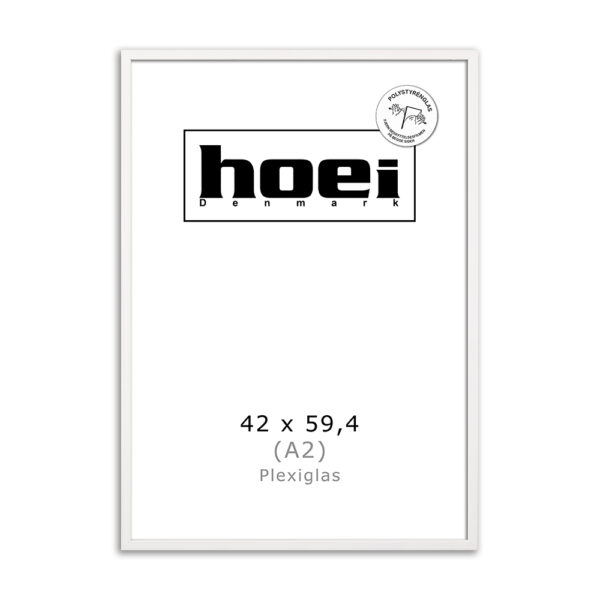 White wooden frame for photos and posters 42 x 59.4 PLEXI cm (A2)