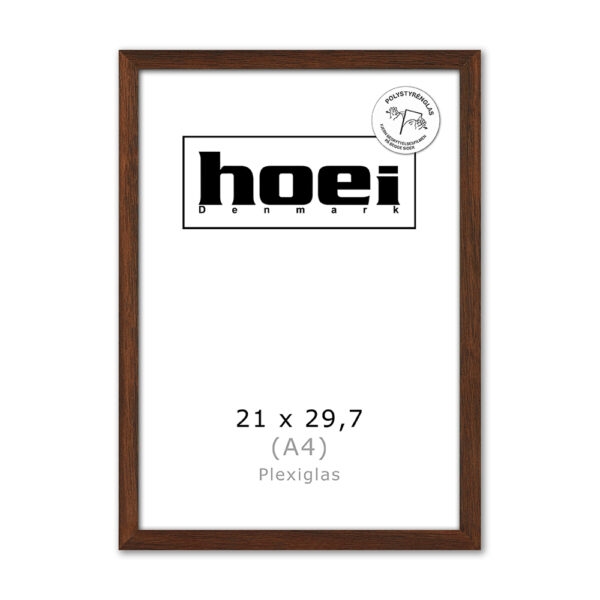 Massive dark oak frame for photos and posters 21 x 29.7 cm PLEXI (A4)