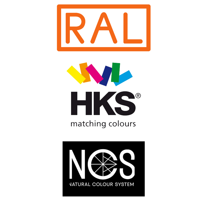 NCS, RAL ir HKS spalvų paletės