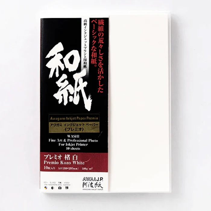 Awagami Premio Kozo White - 180 g/m², A5 10 lapų
