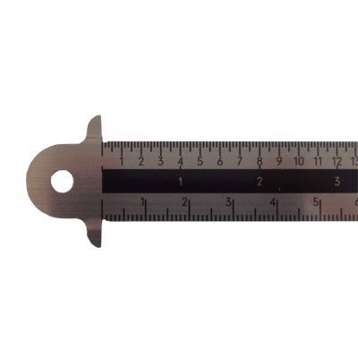 Typographic line size with 6.8.10.12 pt. and cm/mm graduation 30 cm with plant