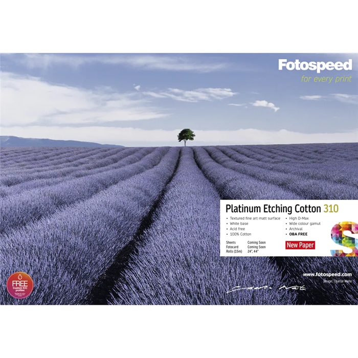 Fotospeed Platinum Etching Cotton 310 g/m² - A3+, 25 lapų